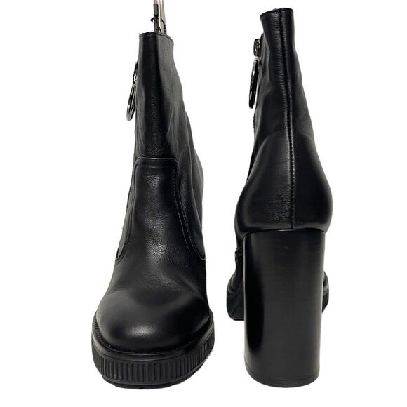 NWT ZARA WOMAN Leather Platform Zip Booties 38 - Picture 2 of 13